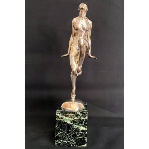 Sculpted Bronze Art Deco "the Dancer" By Emile Leroy- 20th