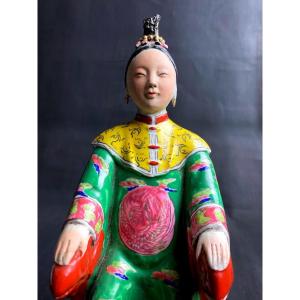 Asie- Statue Impératrice Porcelaine Chinoise Vers 1940