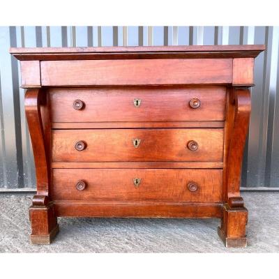 Small Commode In Walnut 19th Century - Restoration