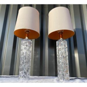 Pair Of Murano Crystal Lamps