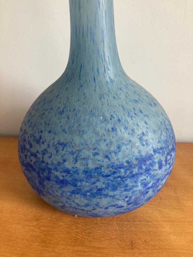Large Art Deco Glass Paste Solifleur Vase-photo-2