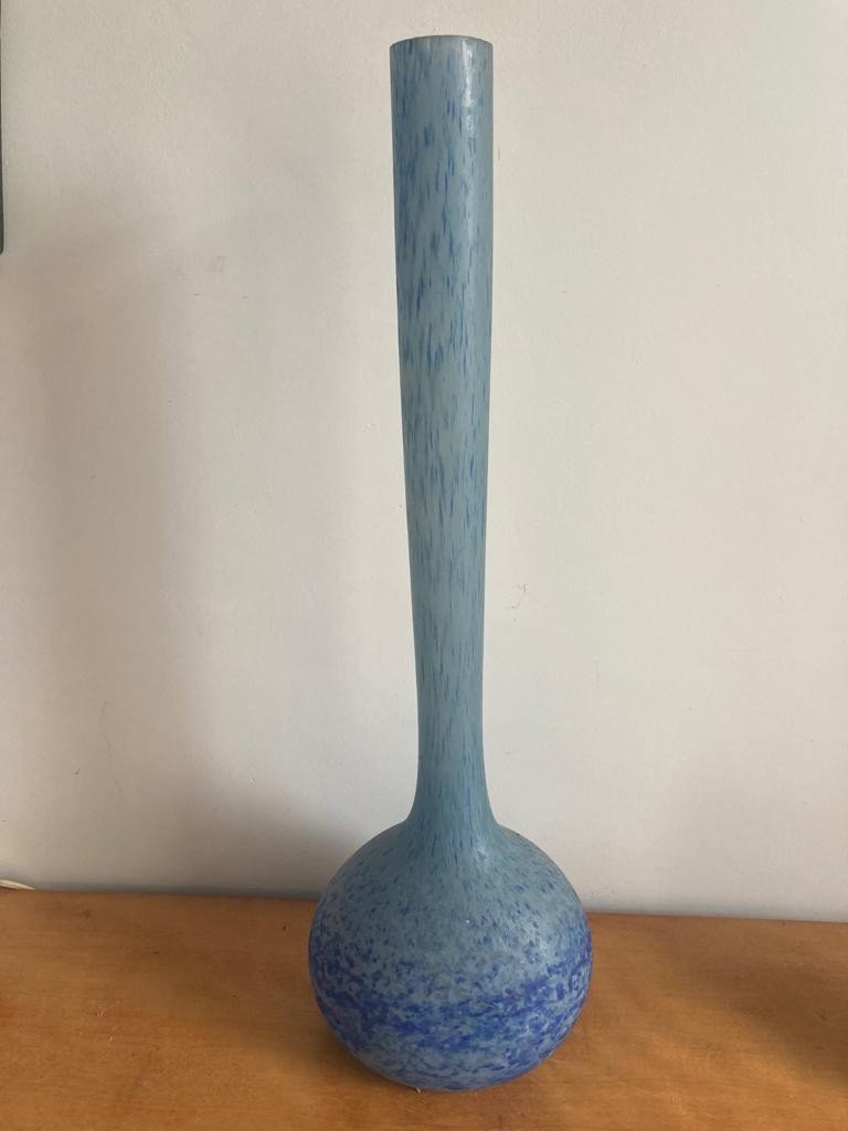 Large Art Deco Glass Paste Solifleur Vase