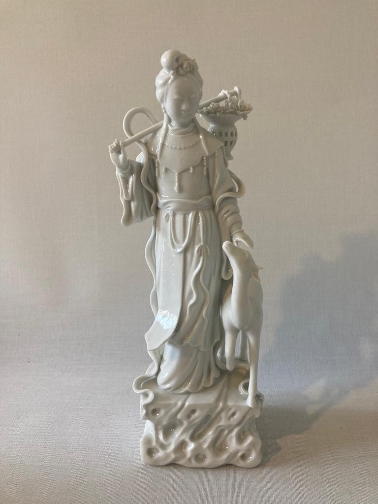 Statuette Blanc De Chine Porcelaine Céramique Asiatique