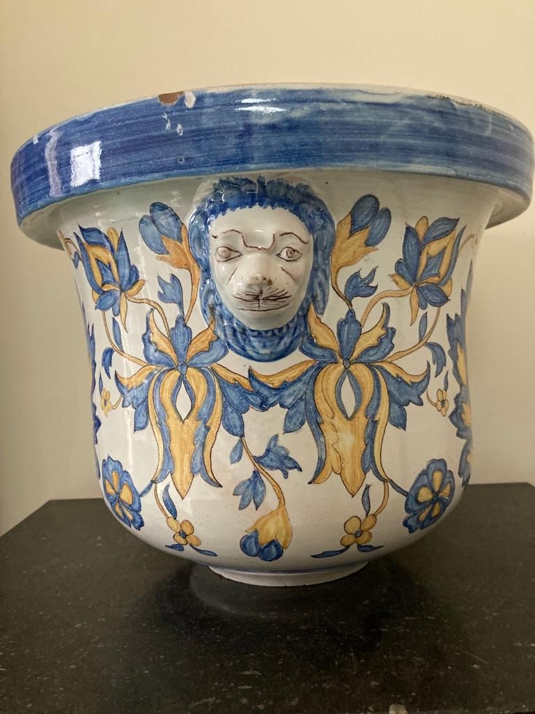 Pot d'orangerie Céramique Majolique Italienne Nevers à Décor Floral Style Iznik-photo-3