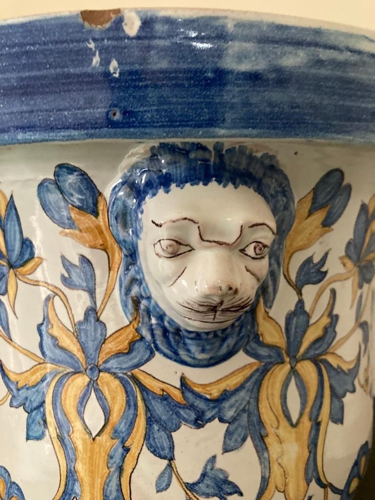 Pot d'orangerie Céramique Majolique Italienne Nevers à Décor Floral Style Iznik-photo-4