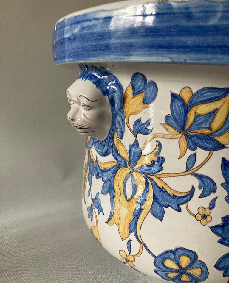 Pot d'orangerie Céramique Majolique Italienne Nevers à Décor Floral Style Iznik-photo-3