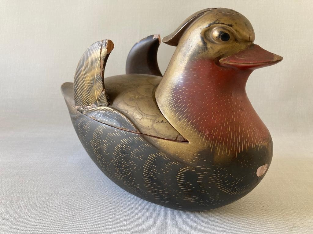 Canard Boîte à Encens Kogo Laque Du Japon Perio Edo-photo-2
