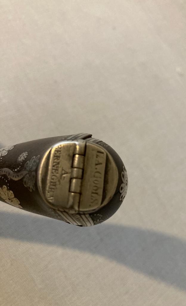 Flemish Pipe Case Inlaid With Silver Folk Art-photo-1