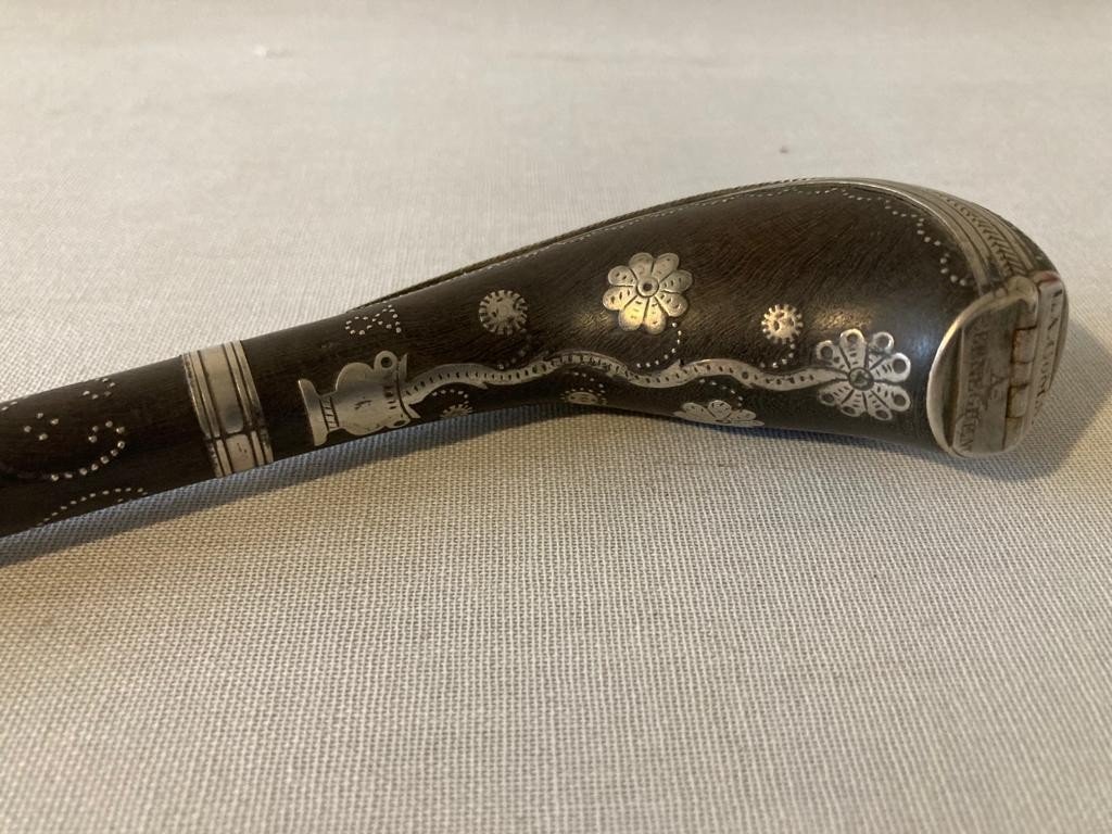 Flemish Pipe Case Inlaid With Silver Folk Art-photo-3