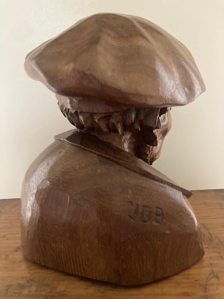 Buste Homme Breton Par Joseph Le Gall Dit Job Sculpture Bois-photo-3