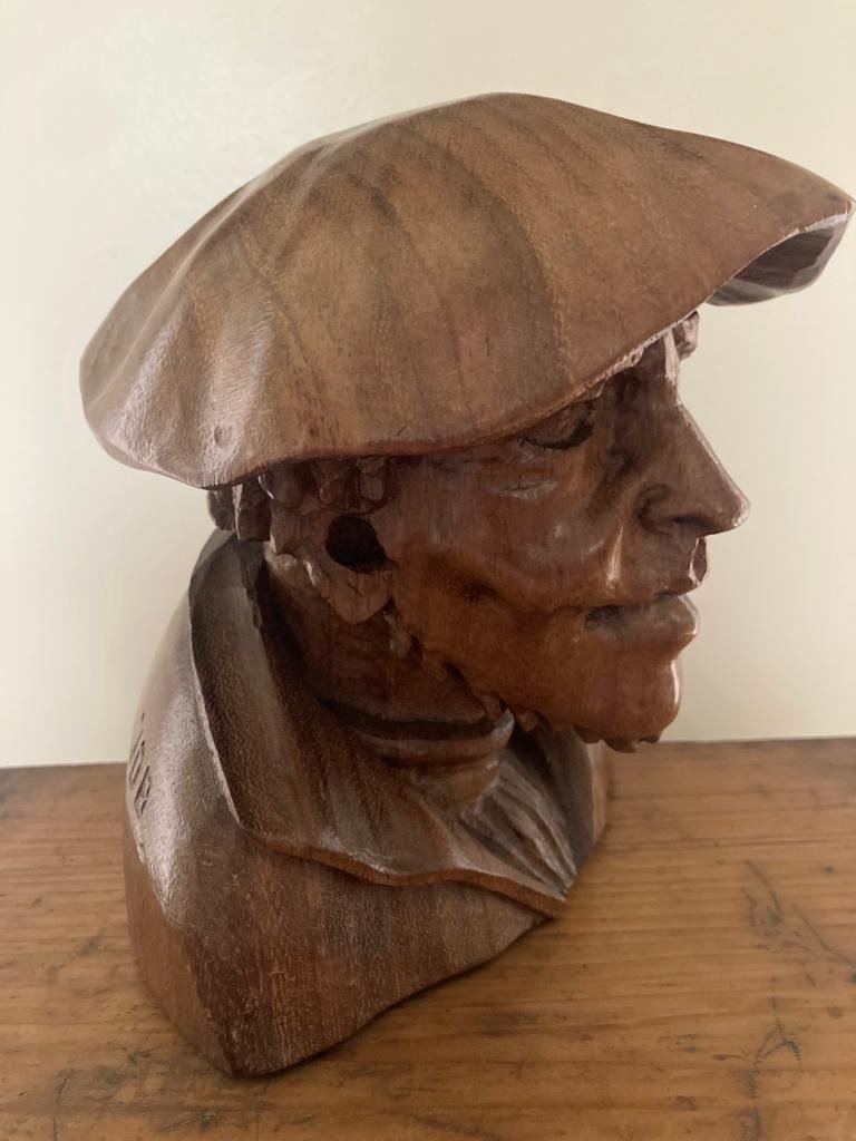 Buste Homme Breton Par Joseph Le Gall Dit Job Sculpture Bois-photo-4