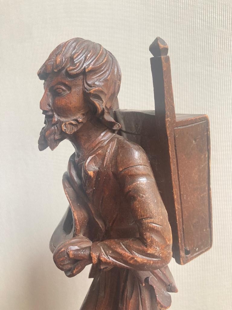 Statuette In Carved Wood The Peddler-photo-1