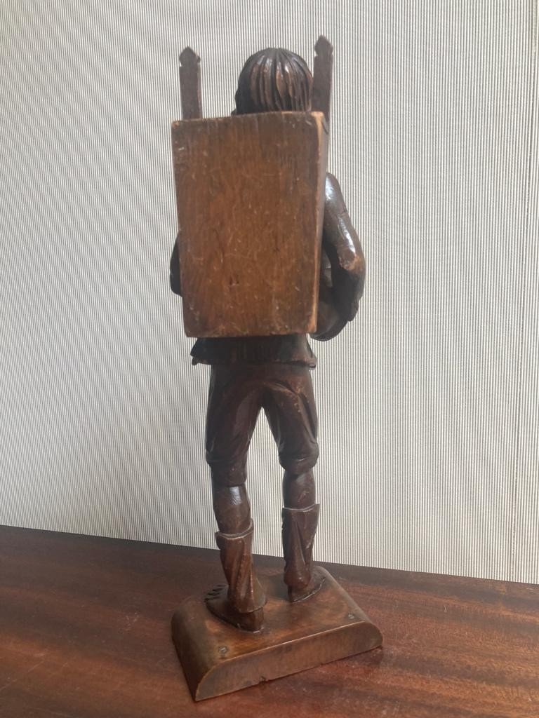 Statuette In Carved Wood The Peddler-photo-2