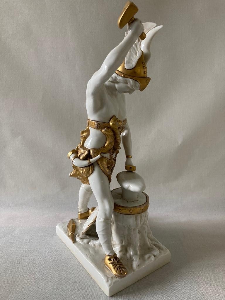 Statuette Porcelaine Allemande Vulcain Hermès Mercure Mythologiee-photo-2