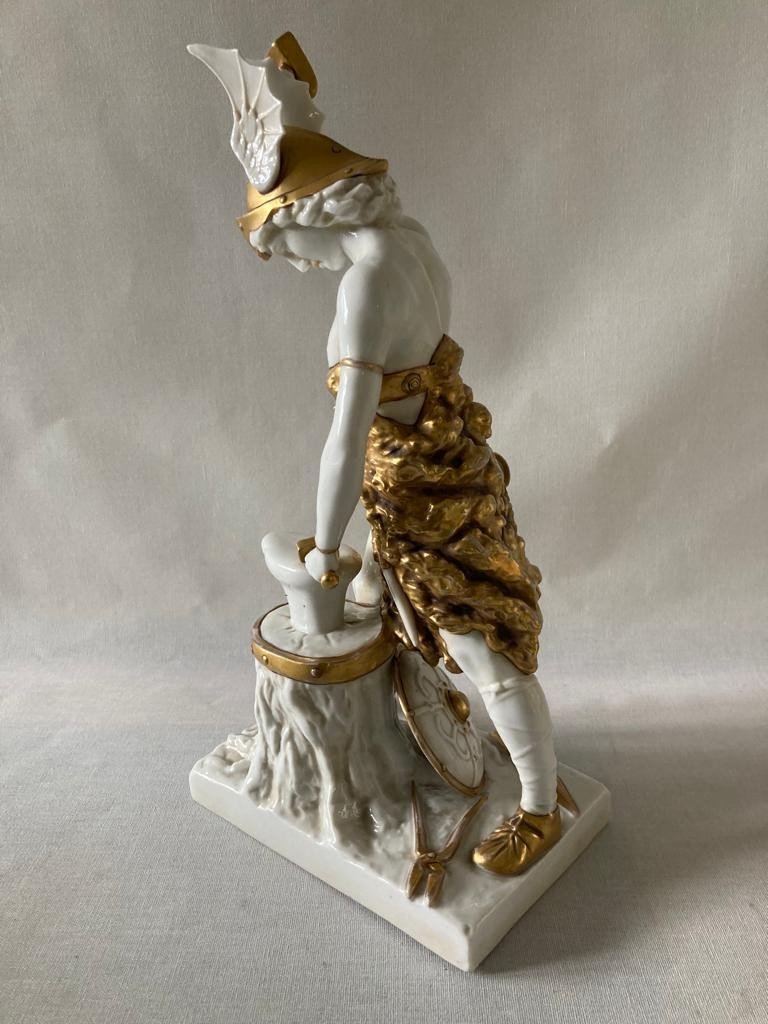 Statuette Porcelaine Allemande Vulcain Hermès Mercure Mythologiee-photo-1