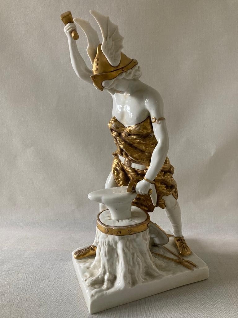 German Porcelain Statuette Vulcain Hermes Mercury Mythologiee