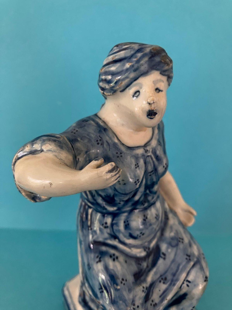 Delft Earthenware Statuette Woman With Turban 18th Century-photo-2