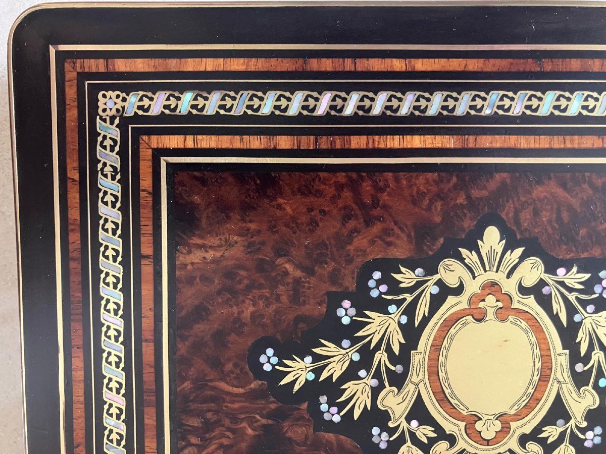 Napoleon III Token Box Marquetry Brass Mother-of-pearl-photo-1