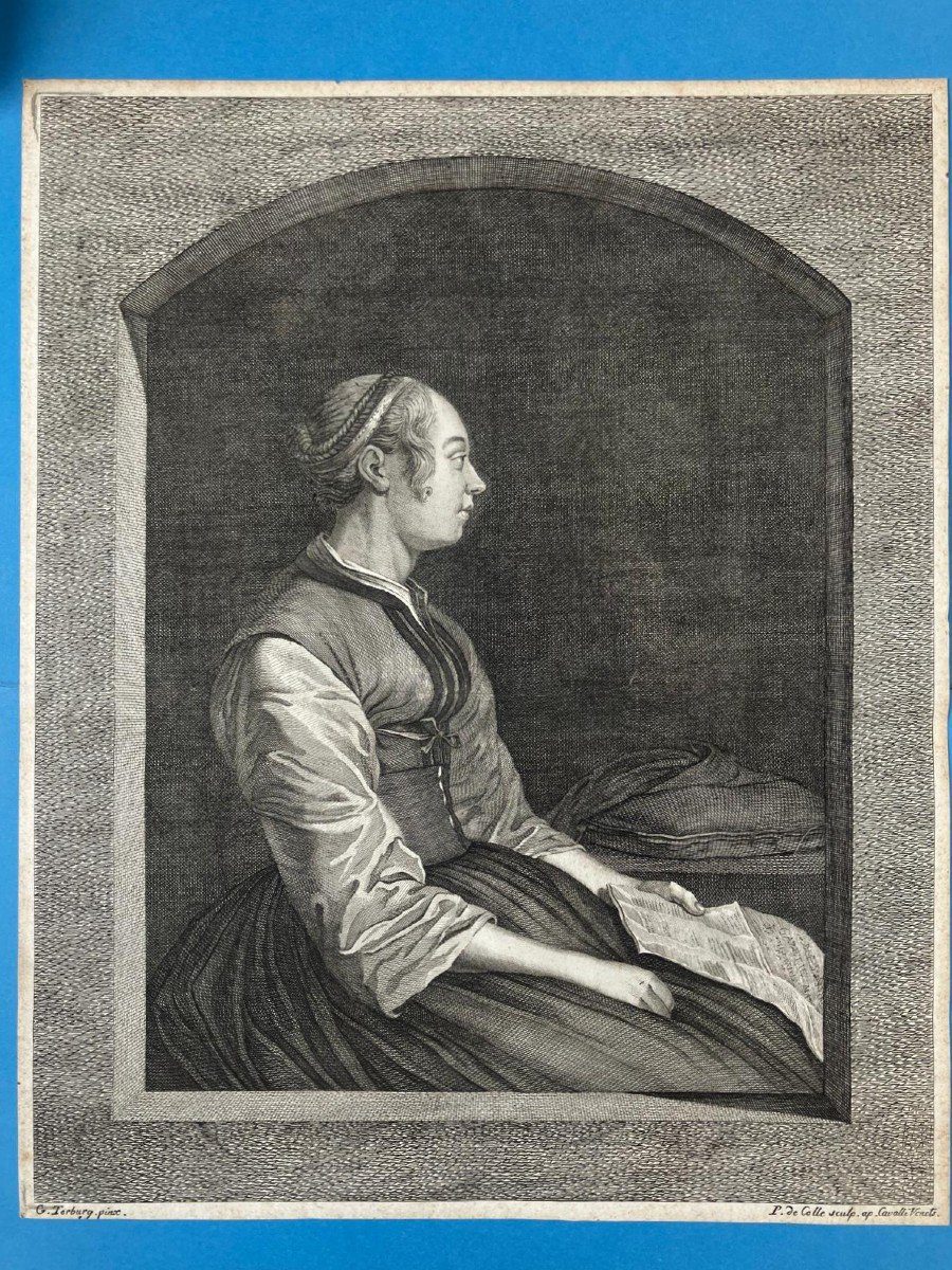 La Gazetière Hollandaise Gravure En Taille-douce