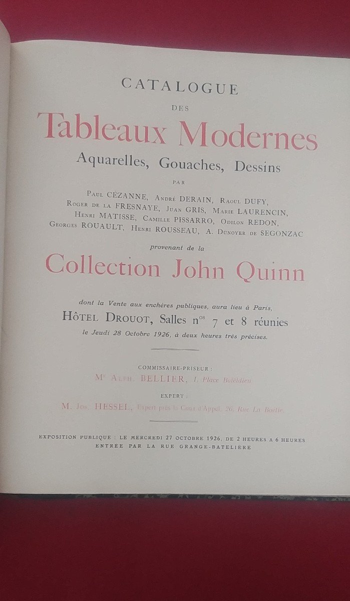 Catalogue Des Tableaux Modernes Collection John Quinn 1926-photo-2