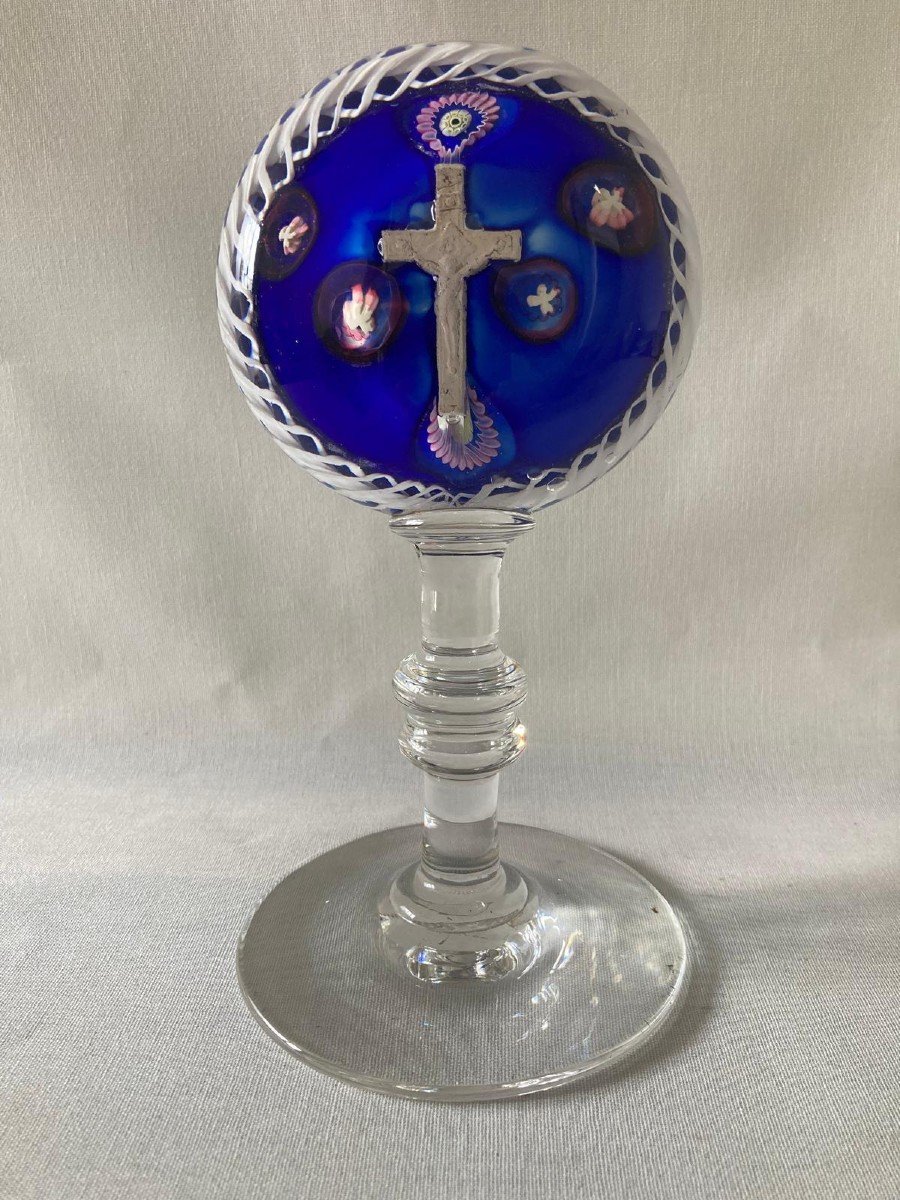 Sulphur Ball Paperweight On Cross Base