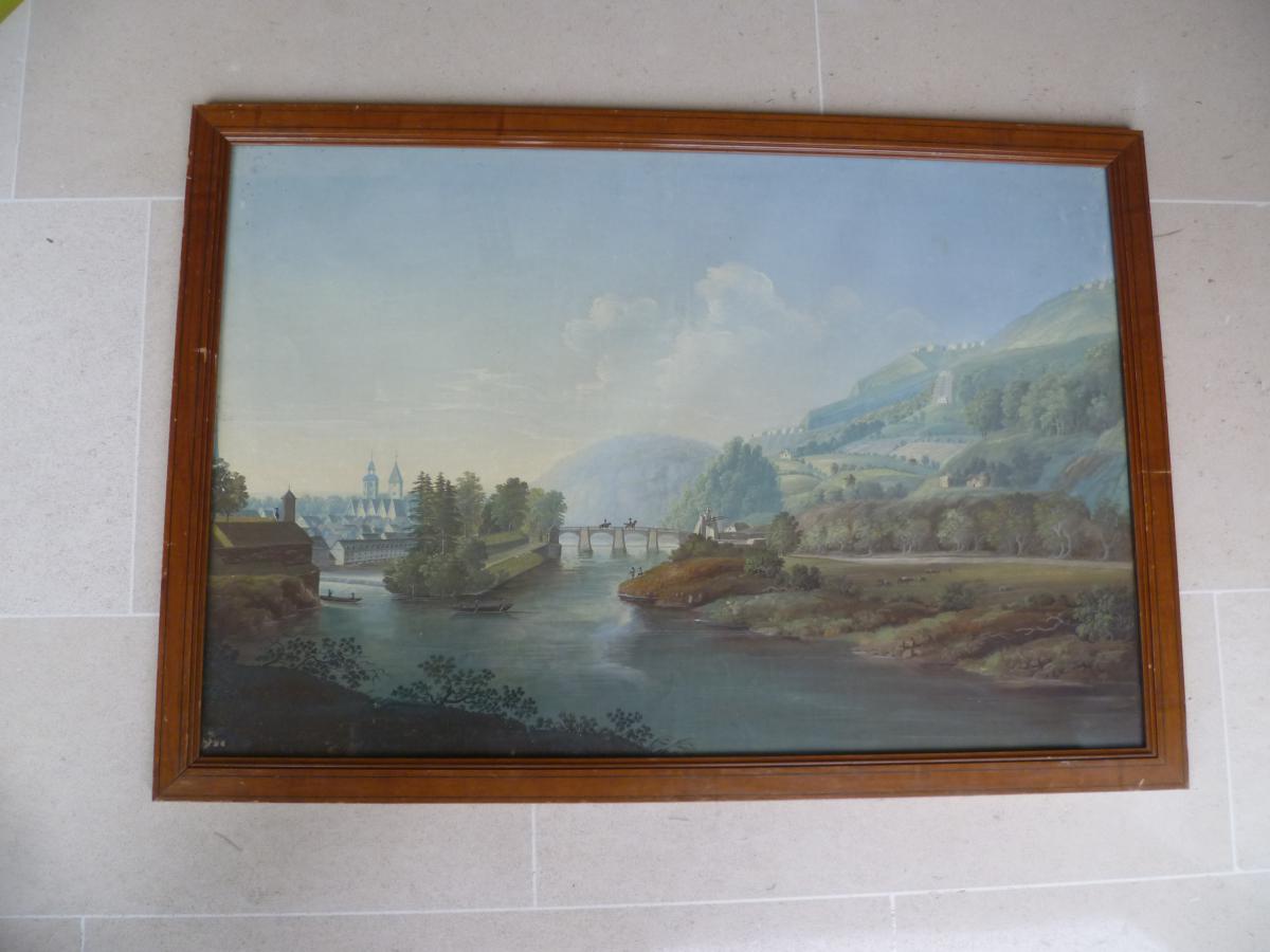 Switzerland Grande Gouache Landscape XIX Century