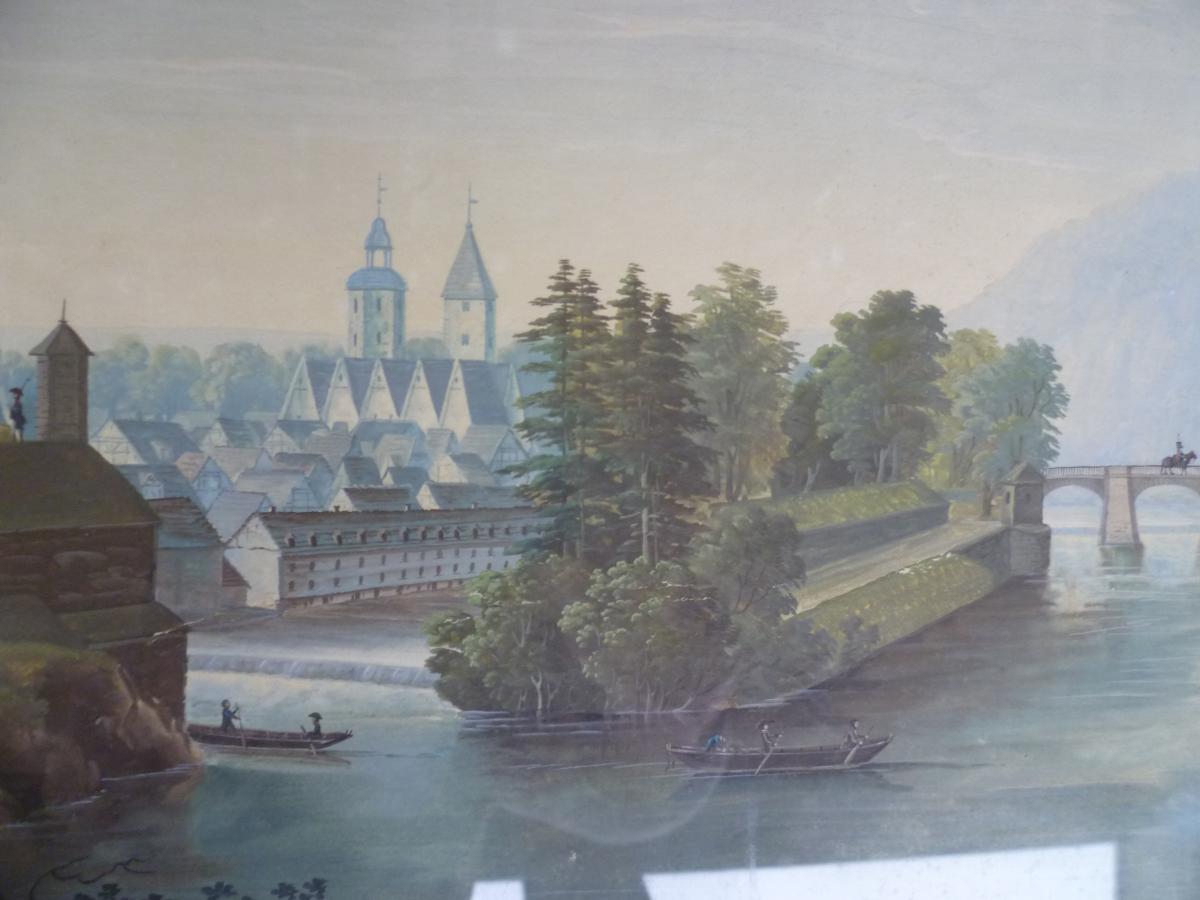 Switzerland Grande Gouache Landscape XIX Century-photo-3