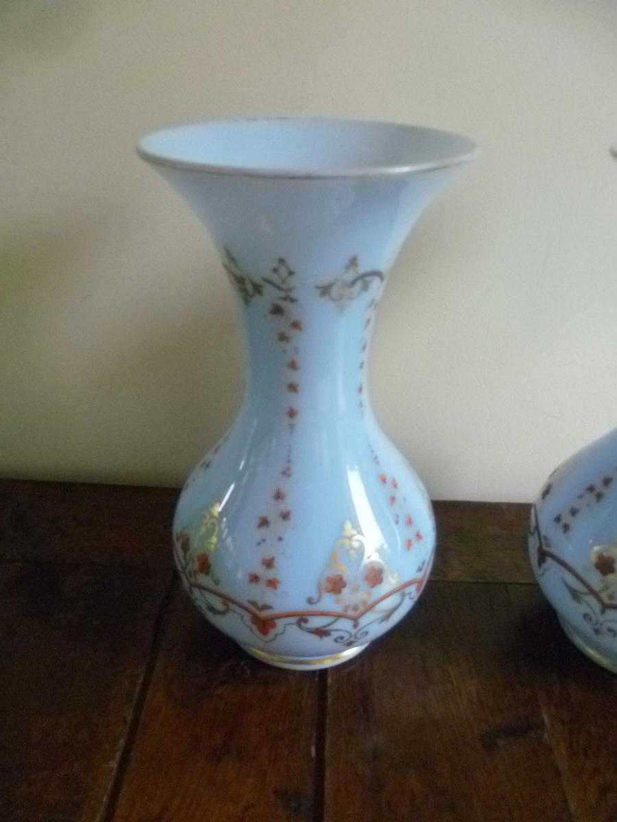 Paire De Grands Vases En Opaline-photo-2