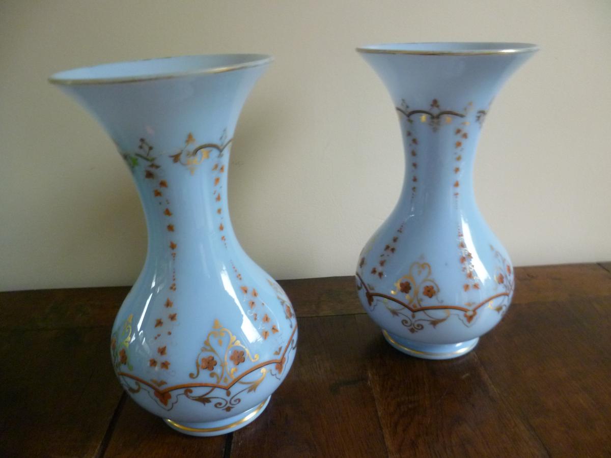 Paire De Grands Vases En Opaline-photo-4