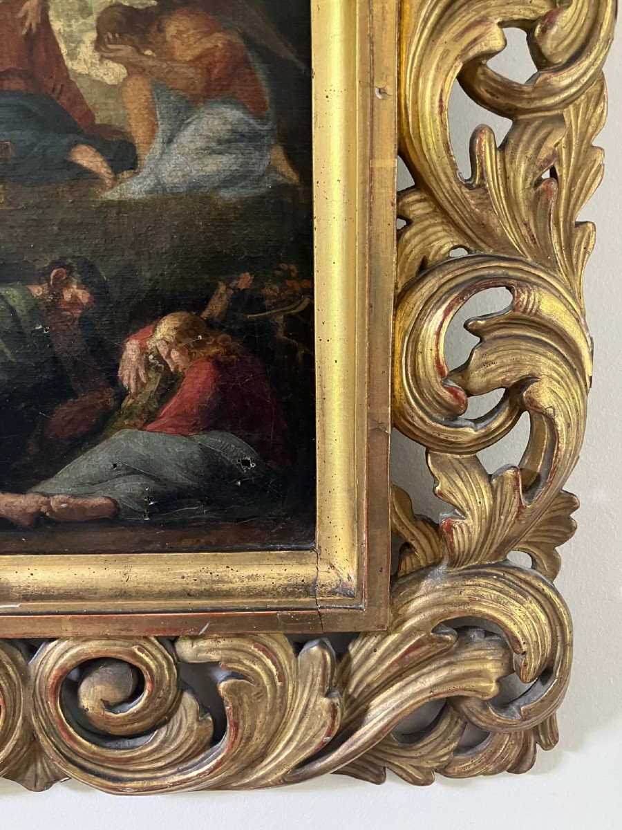 Painting Of Christ And The Apostles In A Gilded Carved Wooden Frame -photo-1