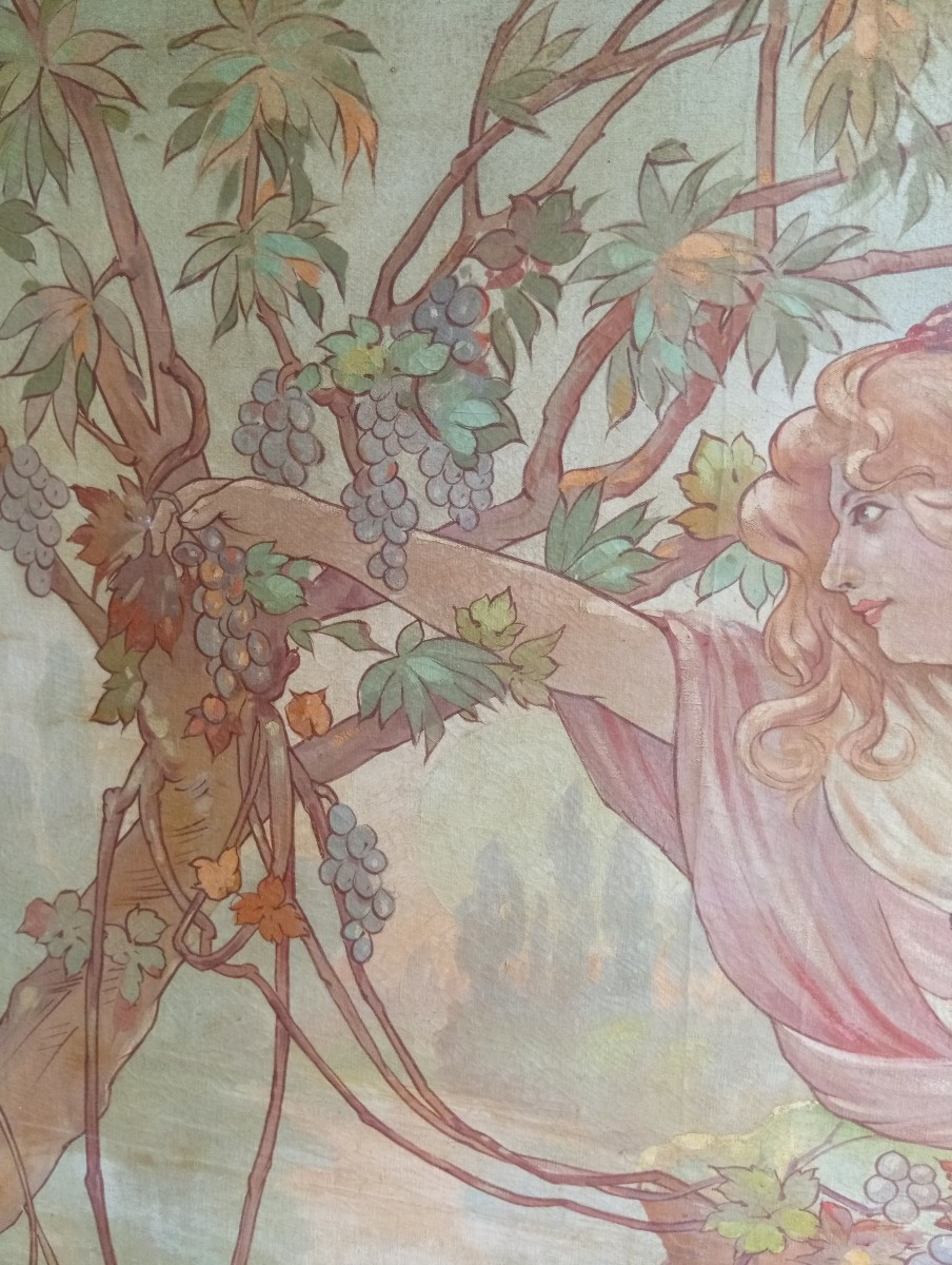Large Decorative Art Nouveau Paintings In The Mucha Style -photo-4