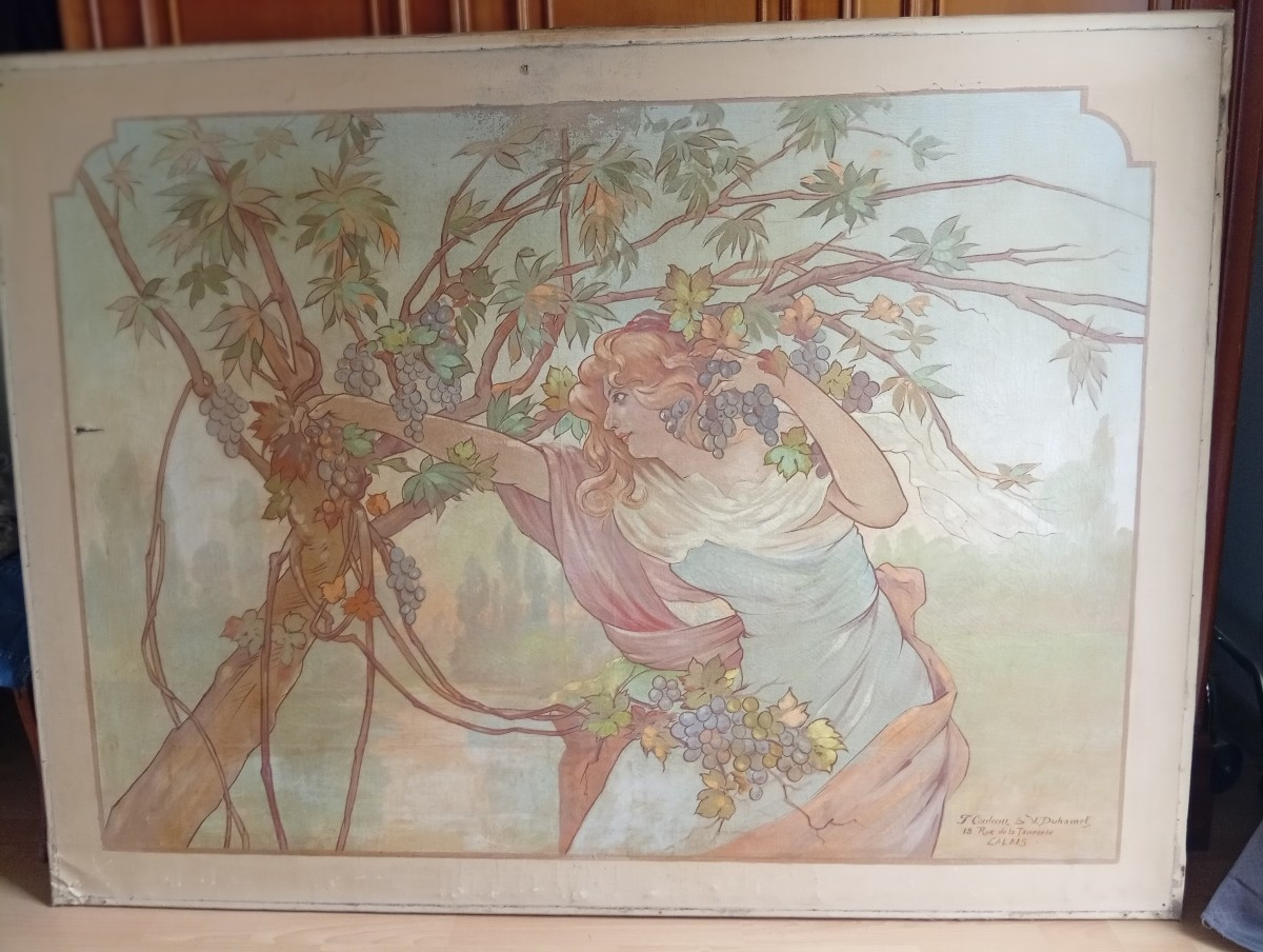 Large Decorative Art Nouveau Paintings In The Mucha Style -photo-5