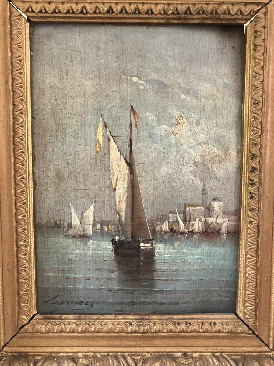 Tableau Bateau sous voile signé Lamois-photo-2