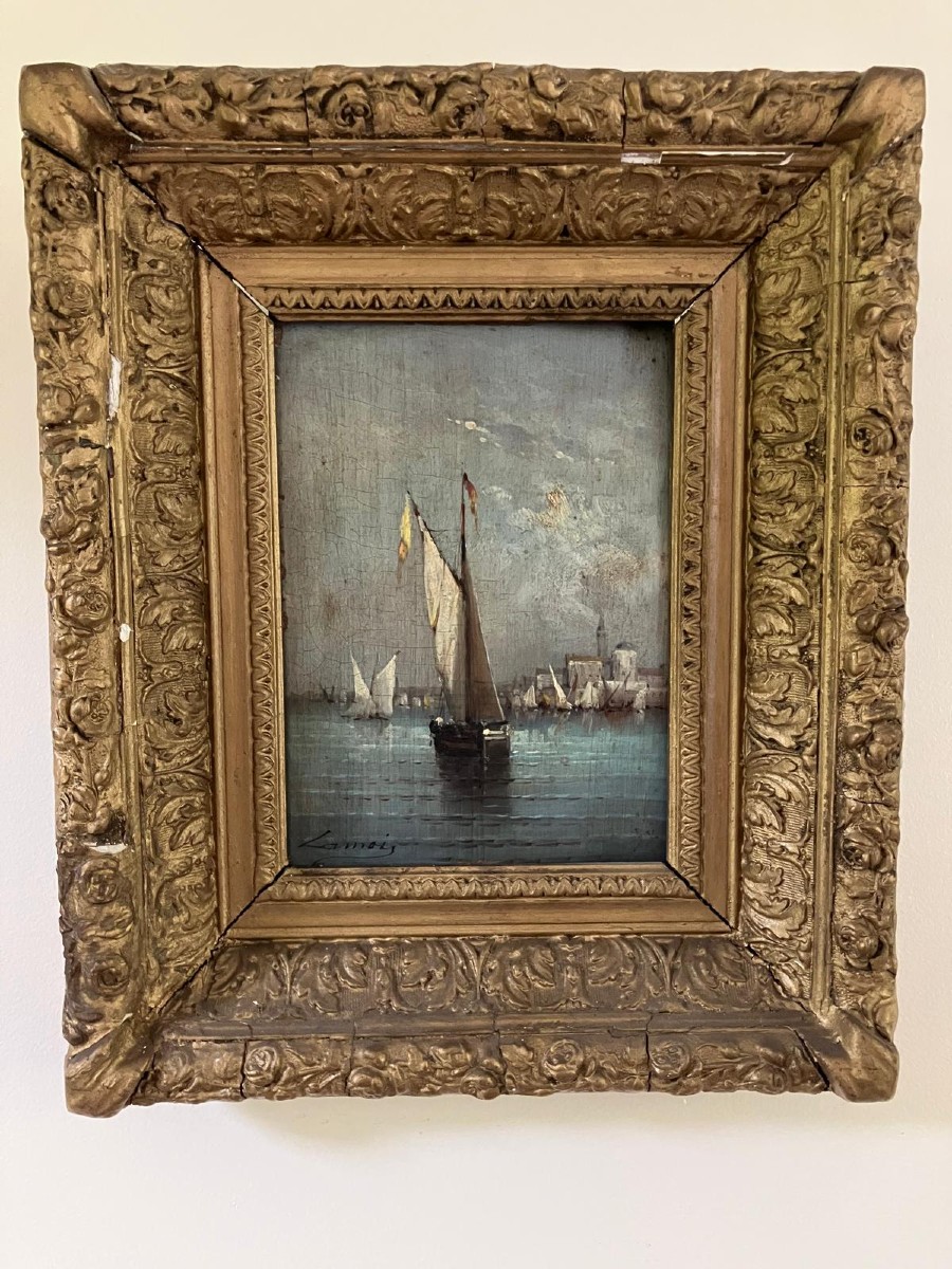 Tableau Bateau sous voile signé Lamois