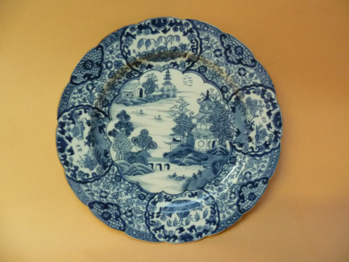 Chine Assiette Porcelaine Blanc Bleu Qianlong