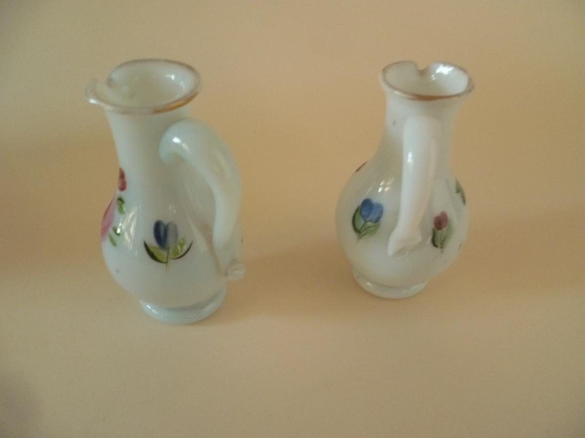 Pair Of Burettes In Opaline Soapy Early Nineteenth-photo-3