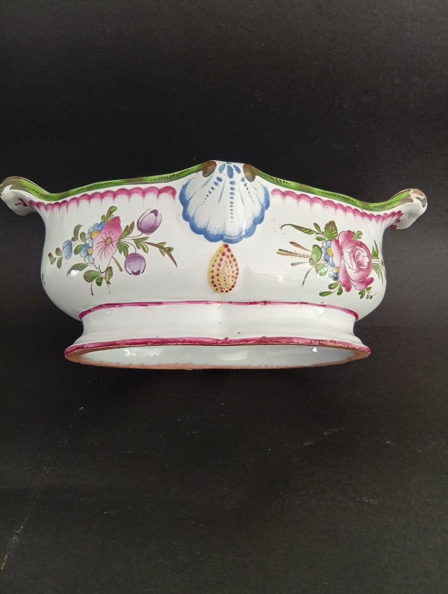 Earthenware Oil Cruet Holder With Floral Decoration, 18th Century -photo-4