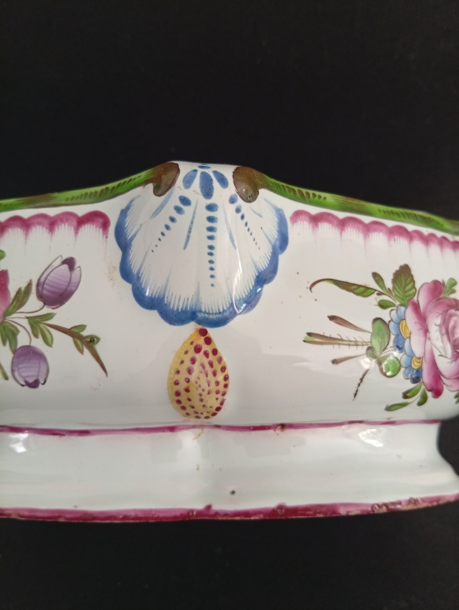 Earthenware Oil Cruet Holder With Floral Decoration, 18th Century -photo-2