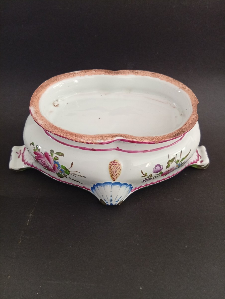 Earthenware Oil Cruet Holder With Floral Decoration, 18th Century -photo-4