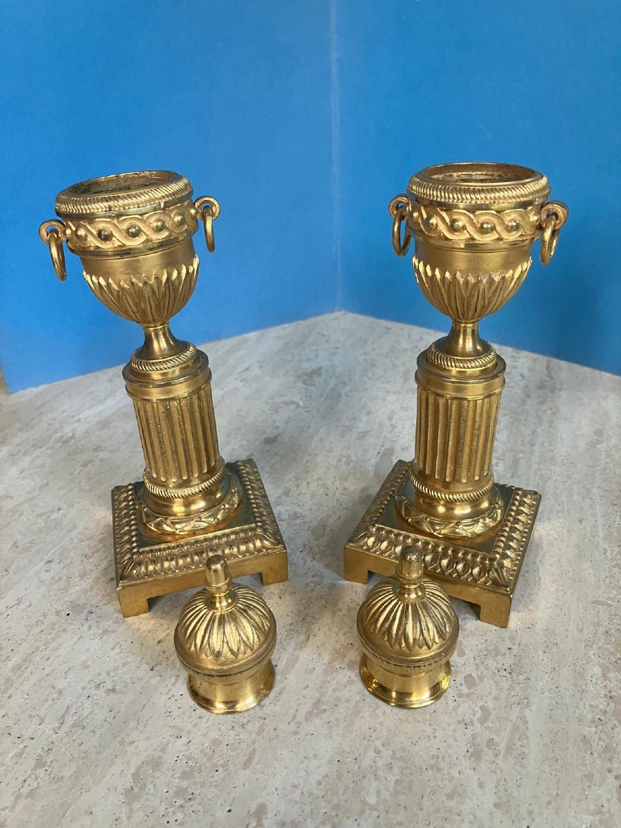 Pair Of Gilt Bronze Candlesticks -photo-2
