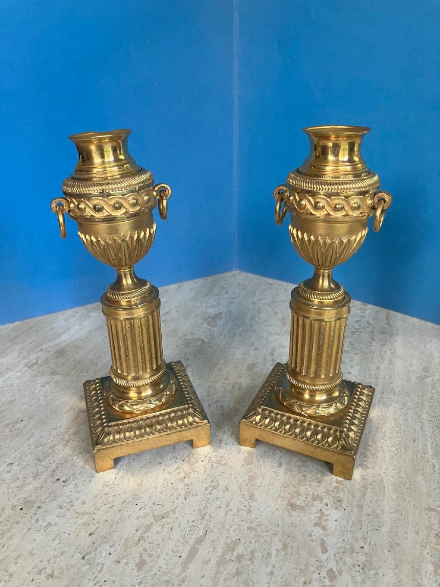 Pair Of Gilt Bronze Candlesticks -photo-3