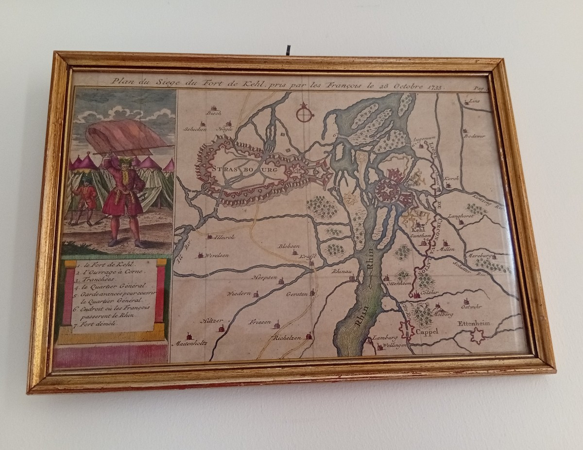 Carte géographique siège du fort de Kehl 1733