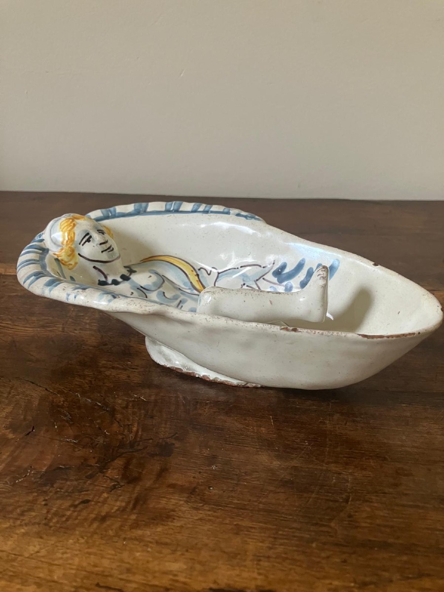 Curieuse saucière XVIIIe Delft ou Nevers -photo-2