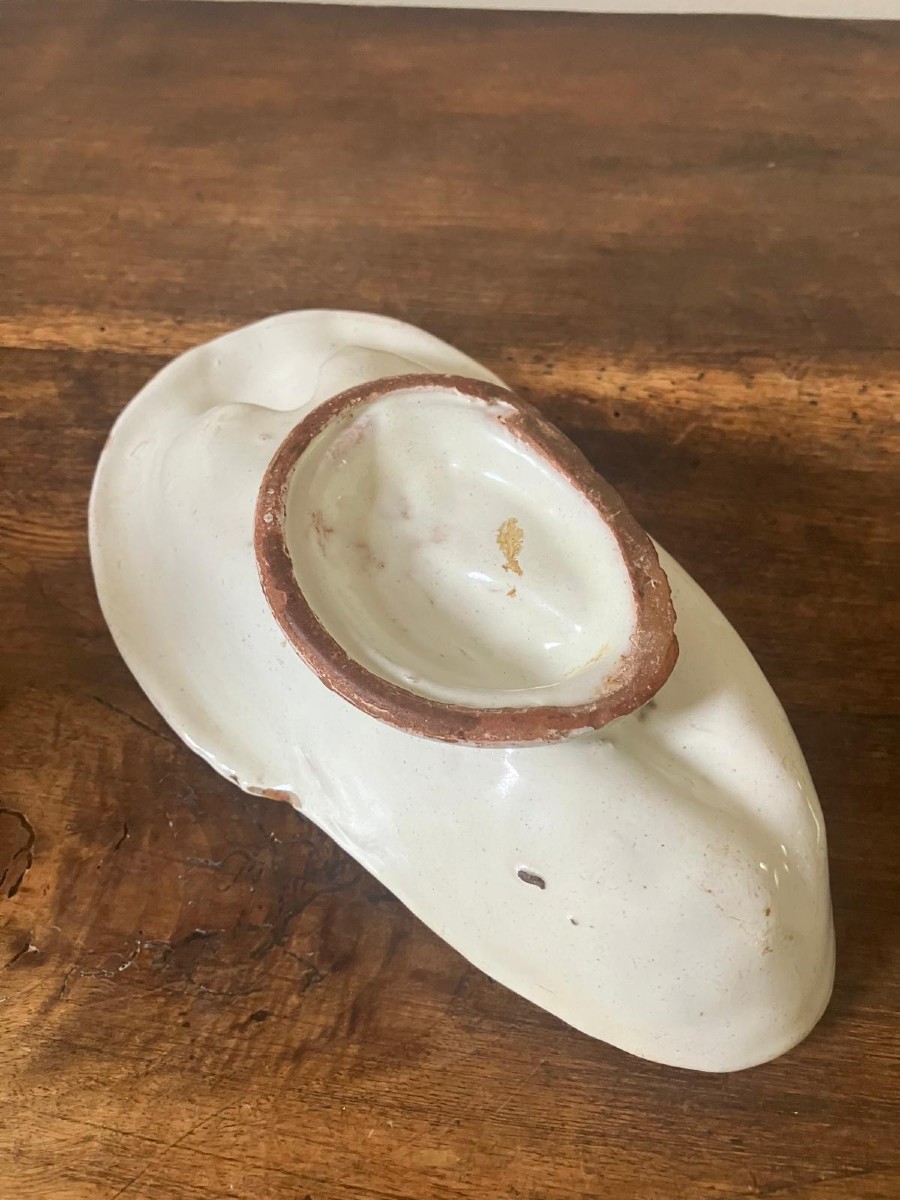 Curieuse saucière XVIIIe Delft ou Nevers -photo-3