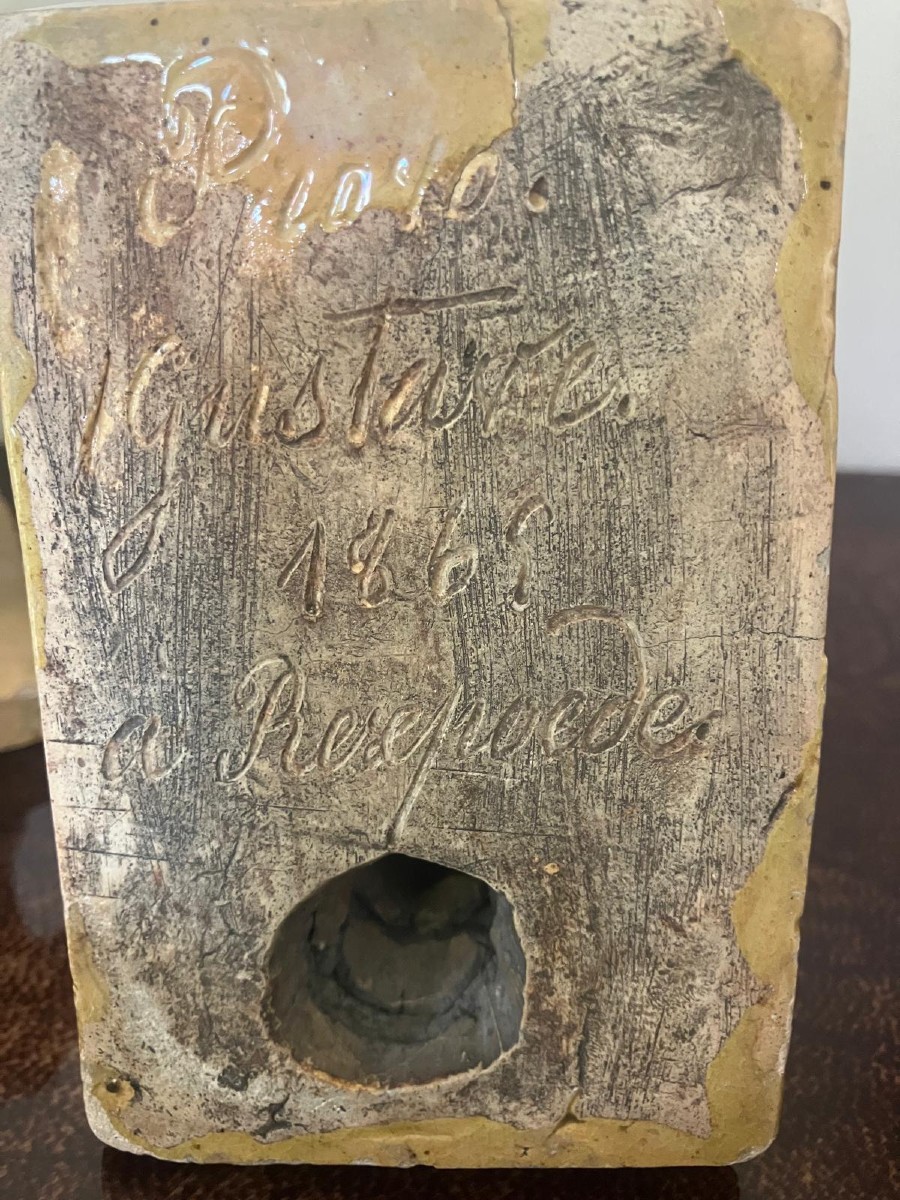 Pair Of Glazed Earthenware Lions-photo-4