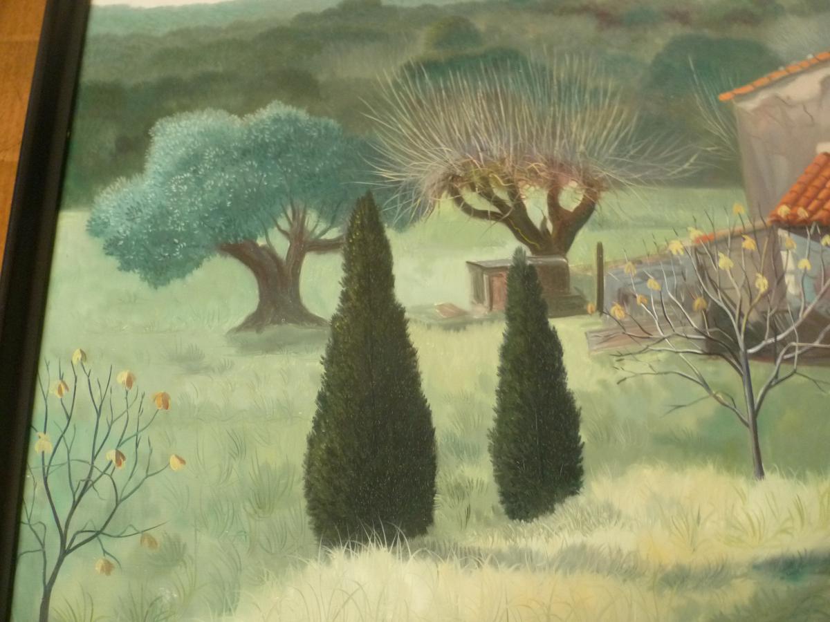 Huile Sur Panneau Andre Quellier "paysan Fauchant"-photo-2