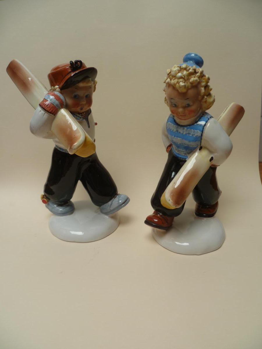 Pair Of Italy 1950 Statuettes Couple Skiers