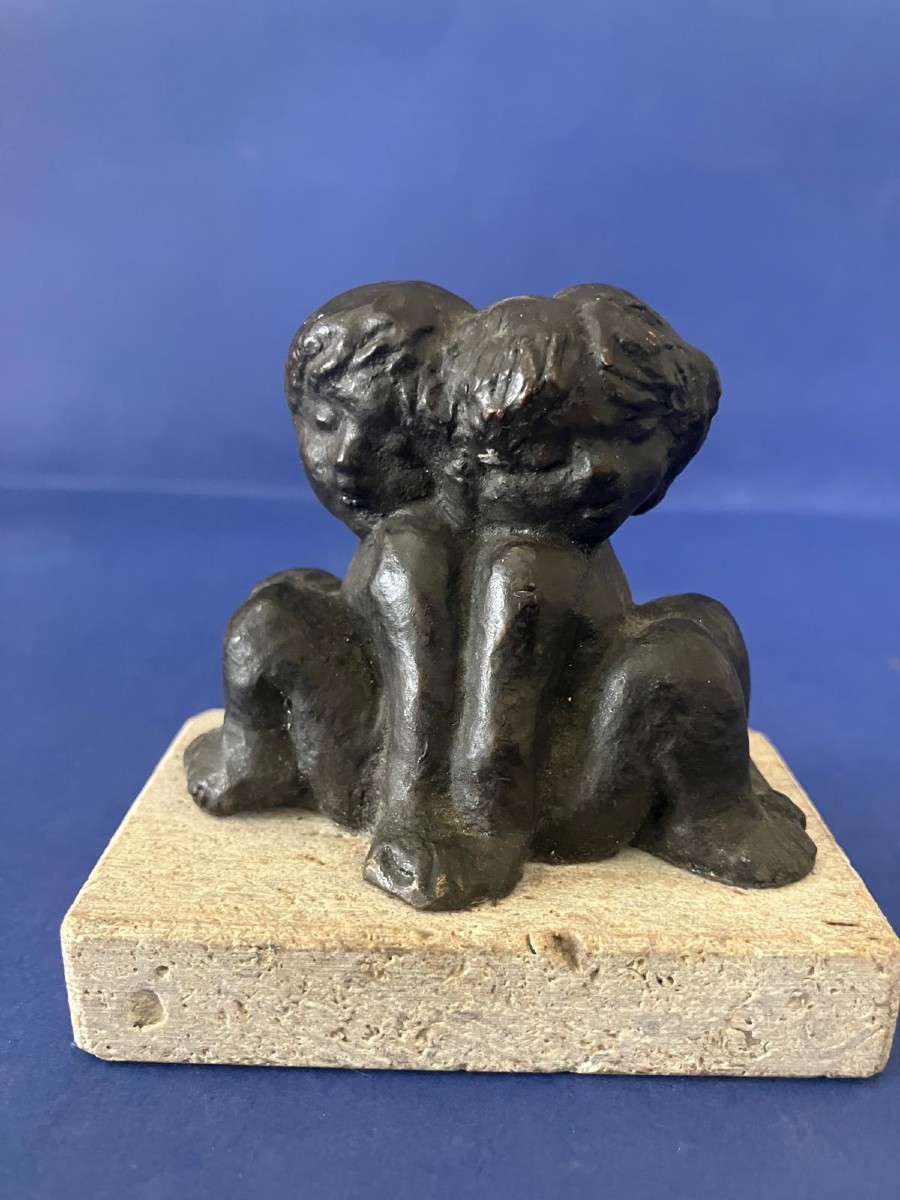 Statuette deux enfants dos à dos -photo-2