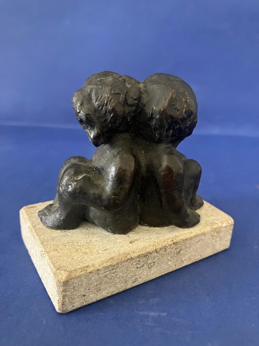 Statuette deux enfants dos à dos -photo-3