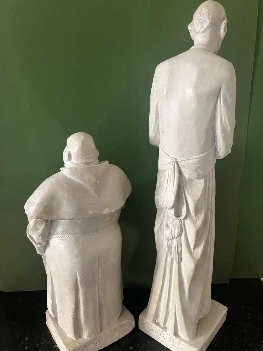 Caricature Statues Of Pol Quentin, A Pot-bellied Monk And A Slender Priest -photo-1